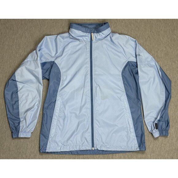 Columbia Womens Blue Windbreaker Jacket Size L Zip Water-Resistant Stowed Hood - Picture 8 of 16